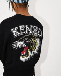 Tiger Varsity" embroidered jumper in wool - Black