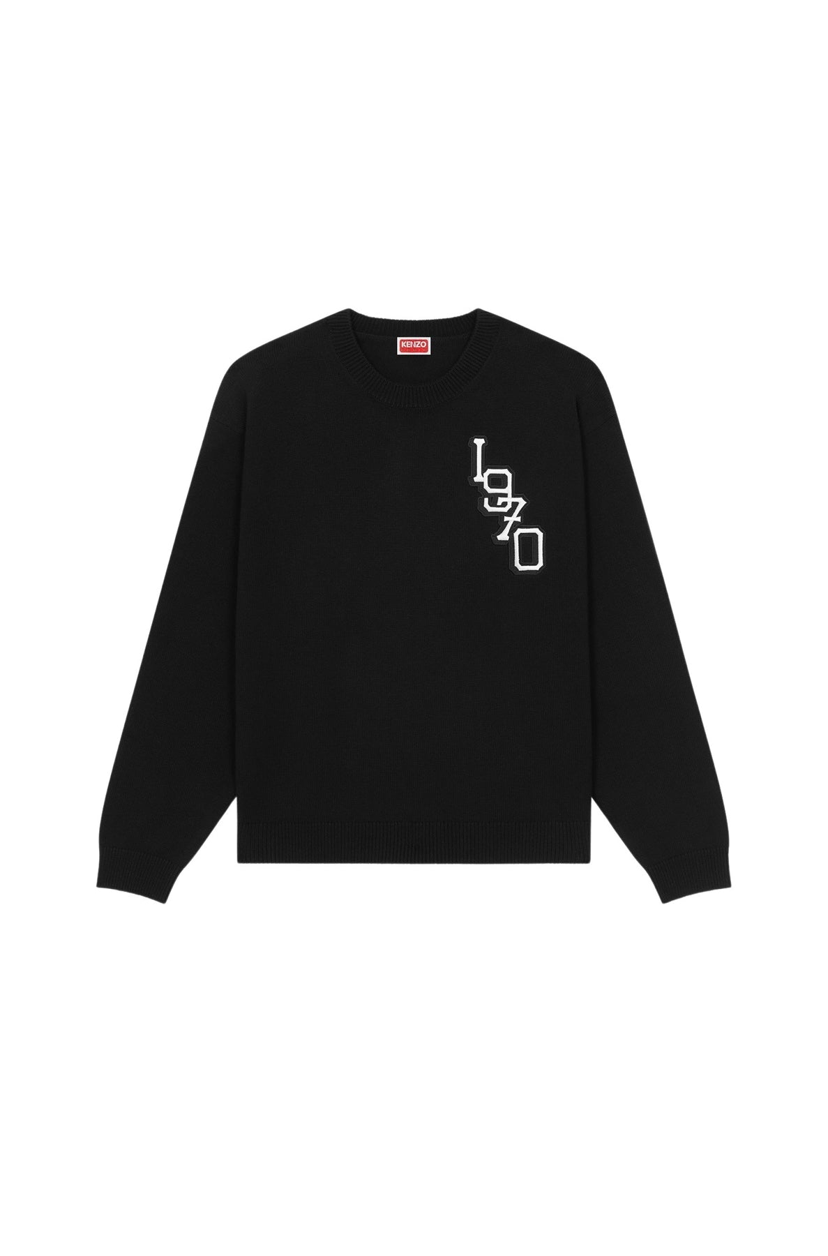 Tiger Varsity" embroidered jumper in wool - Black