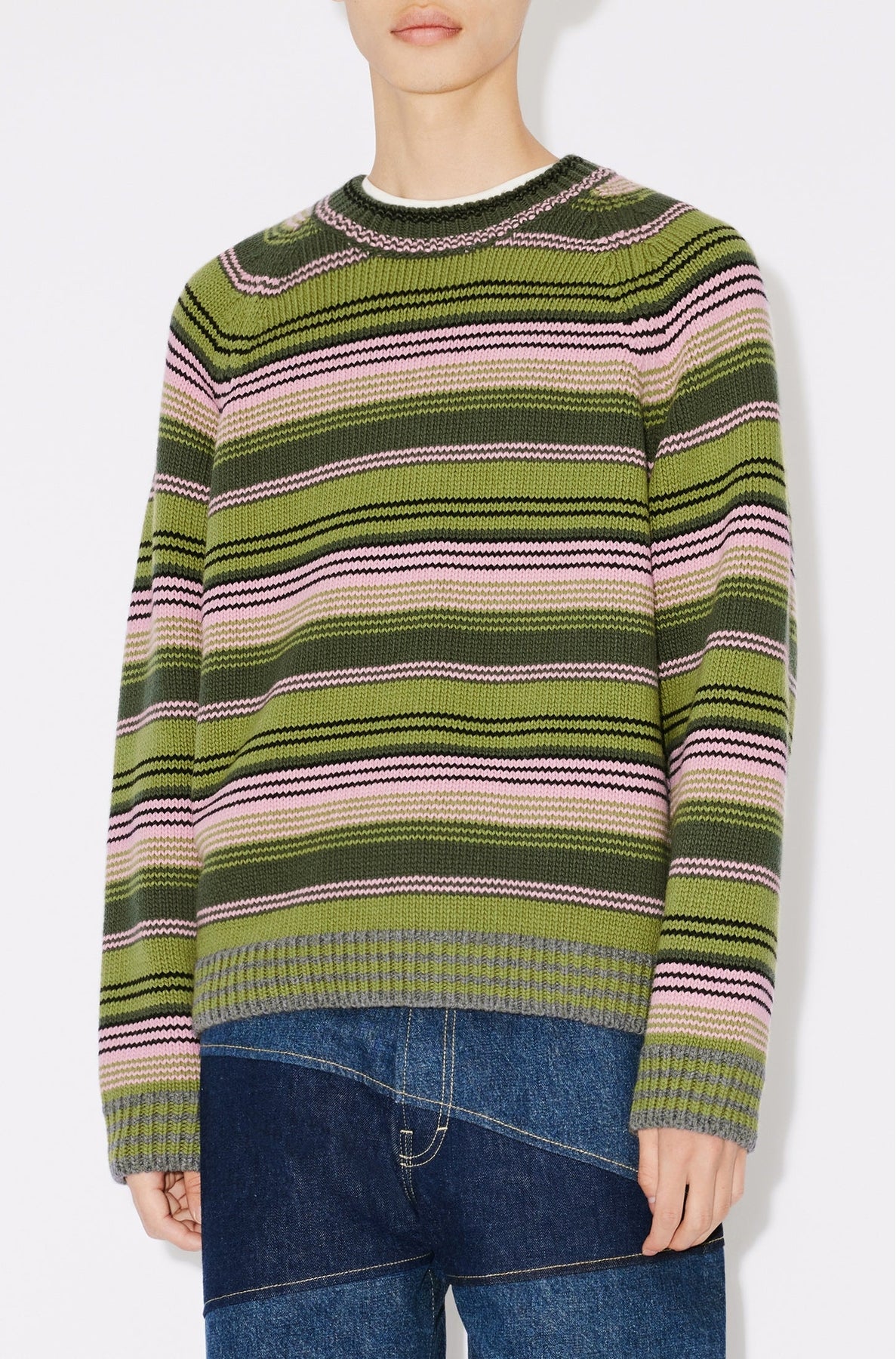 Pull à rayures en laine - Green