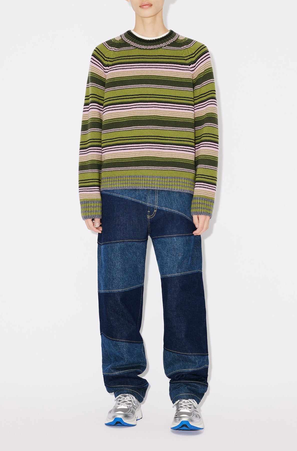 Pull à rayures en laine - Green