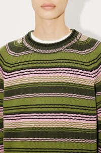 Pull à rayures en laine - Green