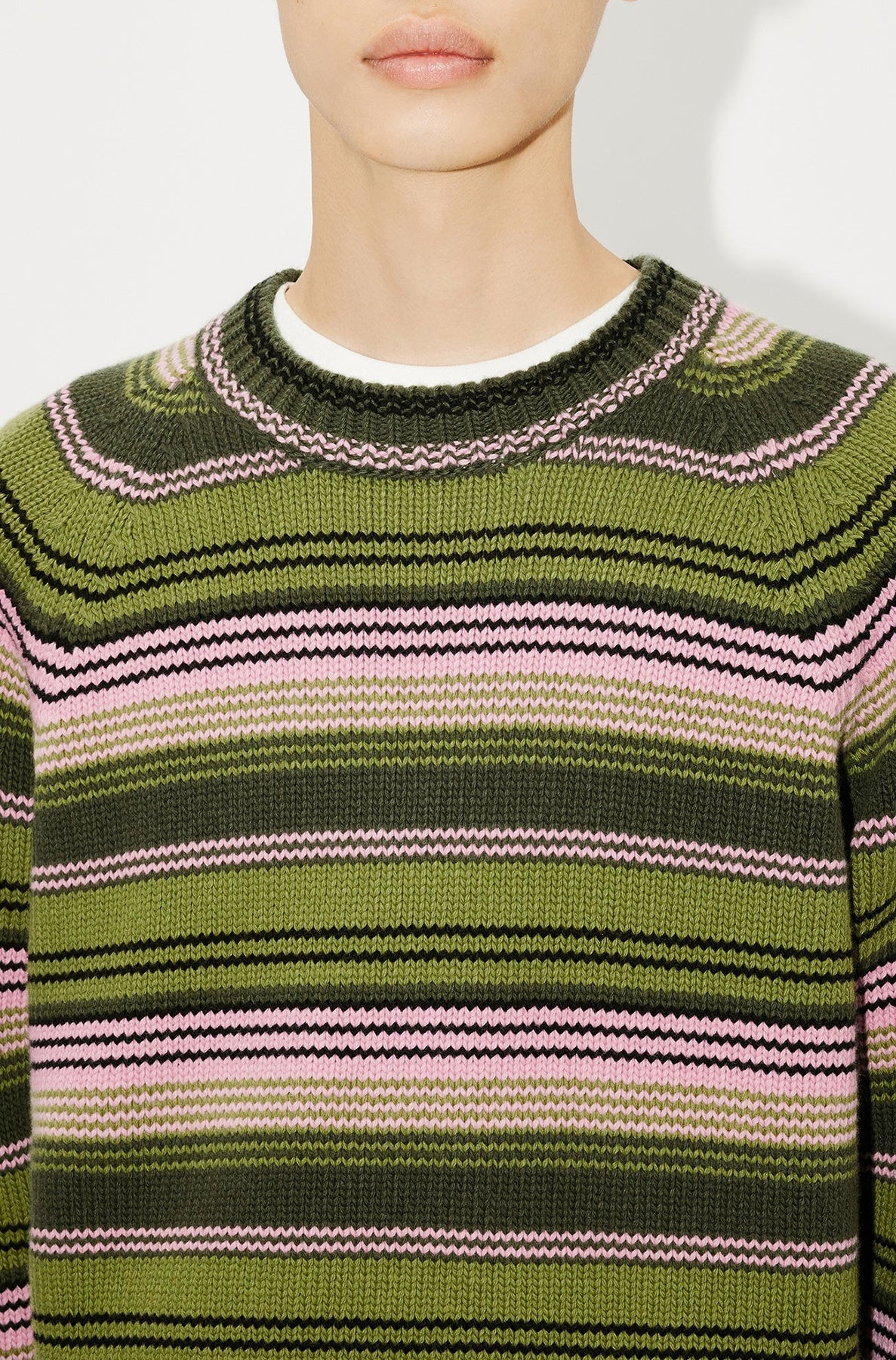 Pull à rayures en laine - Green