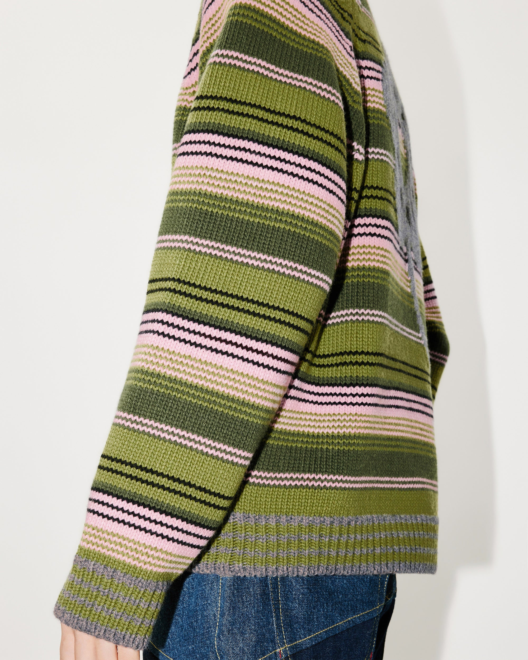 Pull à rayures en laine - Green