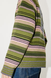 Pull à rayures en laine - Green