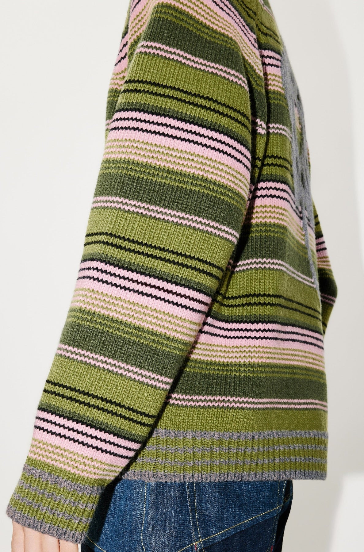 Pull à rayures en laine - Green