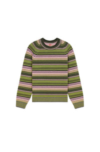 Pull à rayures en laine - Green