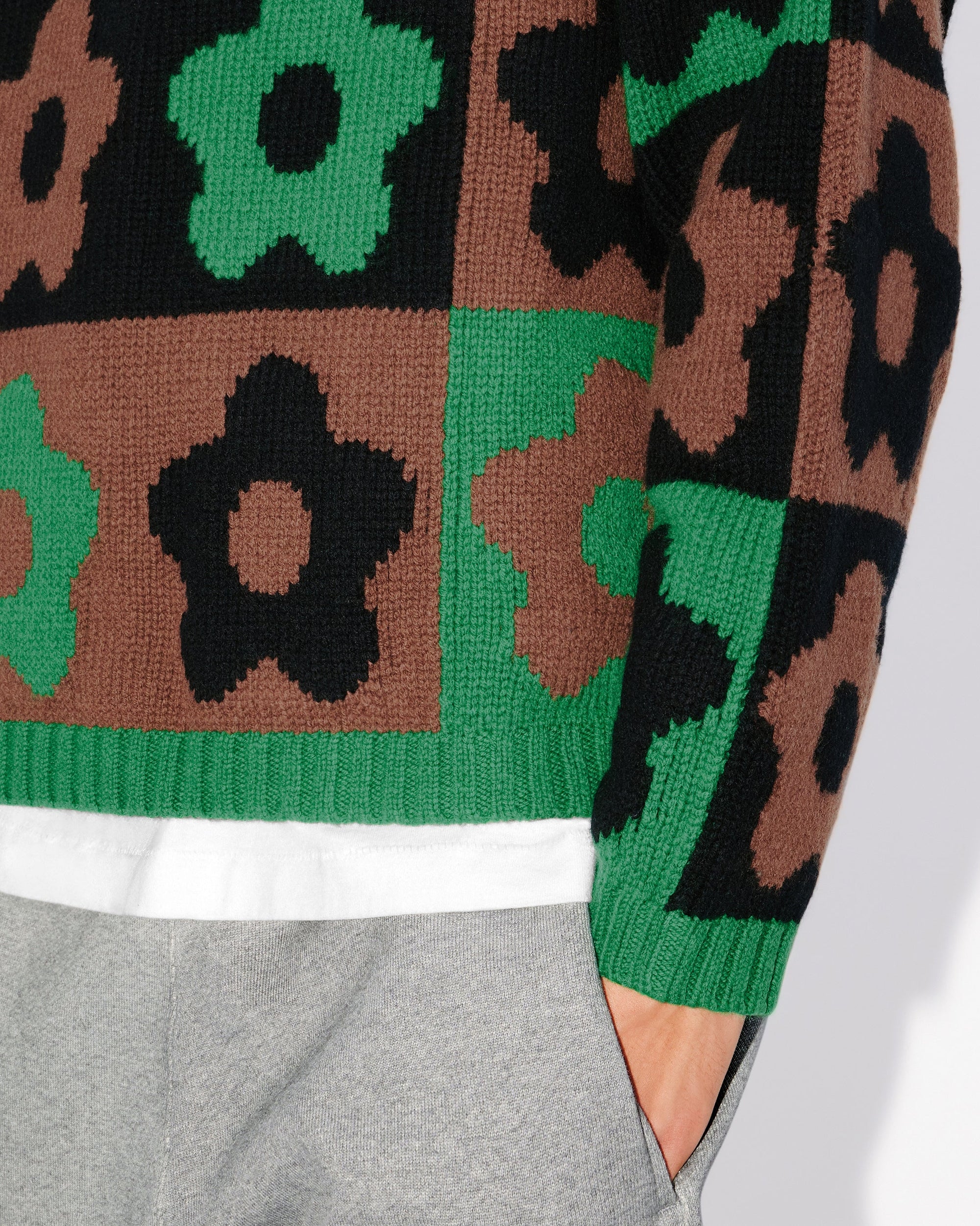 Pull à carreaux "Boke Flower Checkerboard" en laine - Grass Green