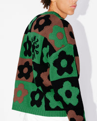 Pull à carreaux "Boke Flower Checkerboard" en laine - Grass Green