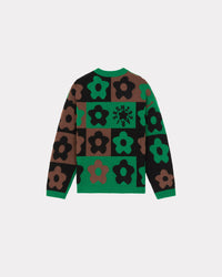 Pull à carreaux "Boke Flower Checkerboard" en laine - Grass Green