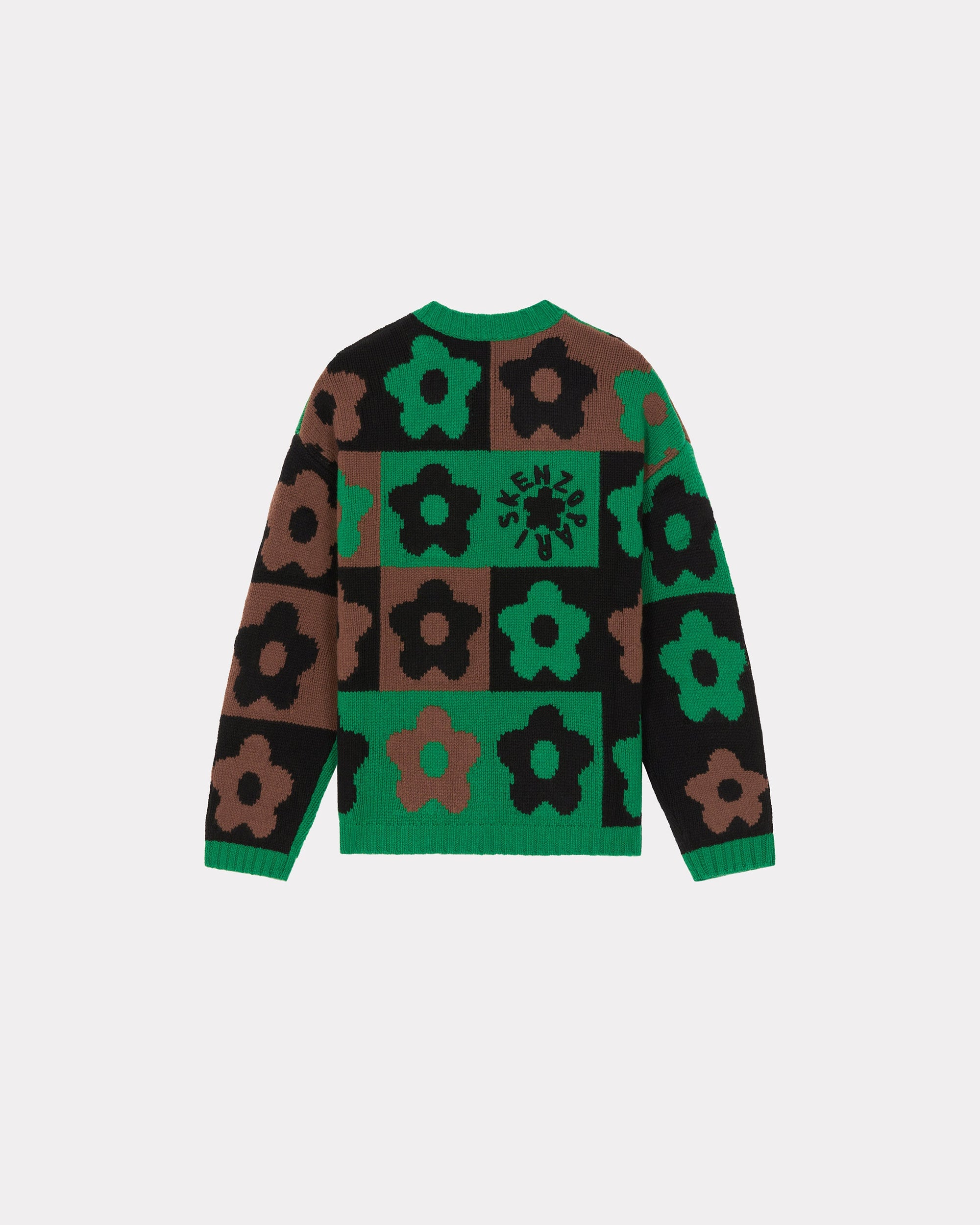 Pull à carreaux "Boke Flower Checkerboard" en laine - Grass Green