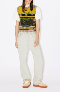 Gilet en tricot "Fairisle" en laine - Green