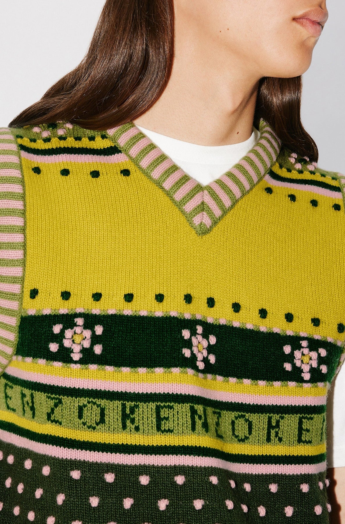 Gilet en tricot "Fairisle" en laine - Green