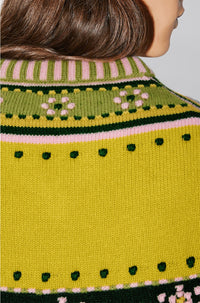 Gilet en tricot "Fairisle" en laine - Green