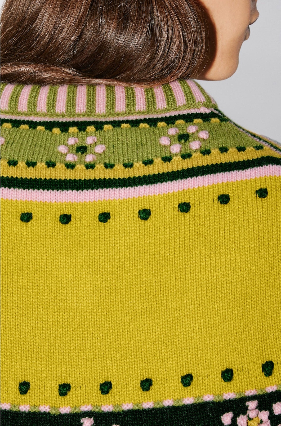 Gilet en tricot "Fairisle" en laine - Green