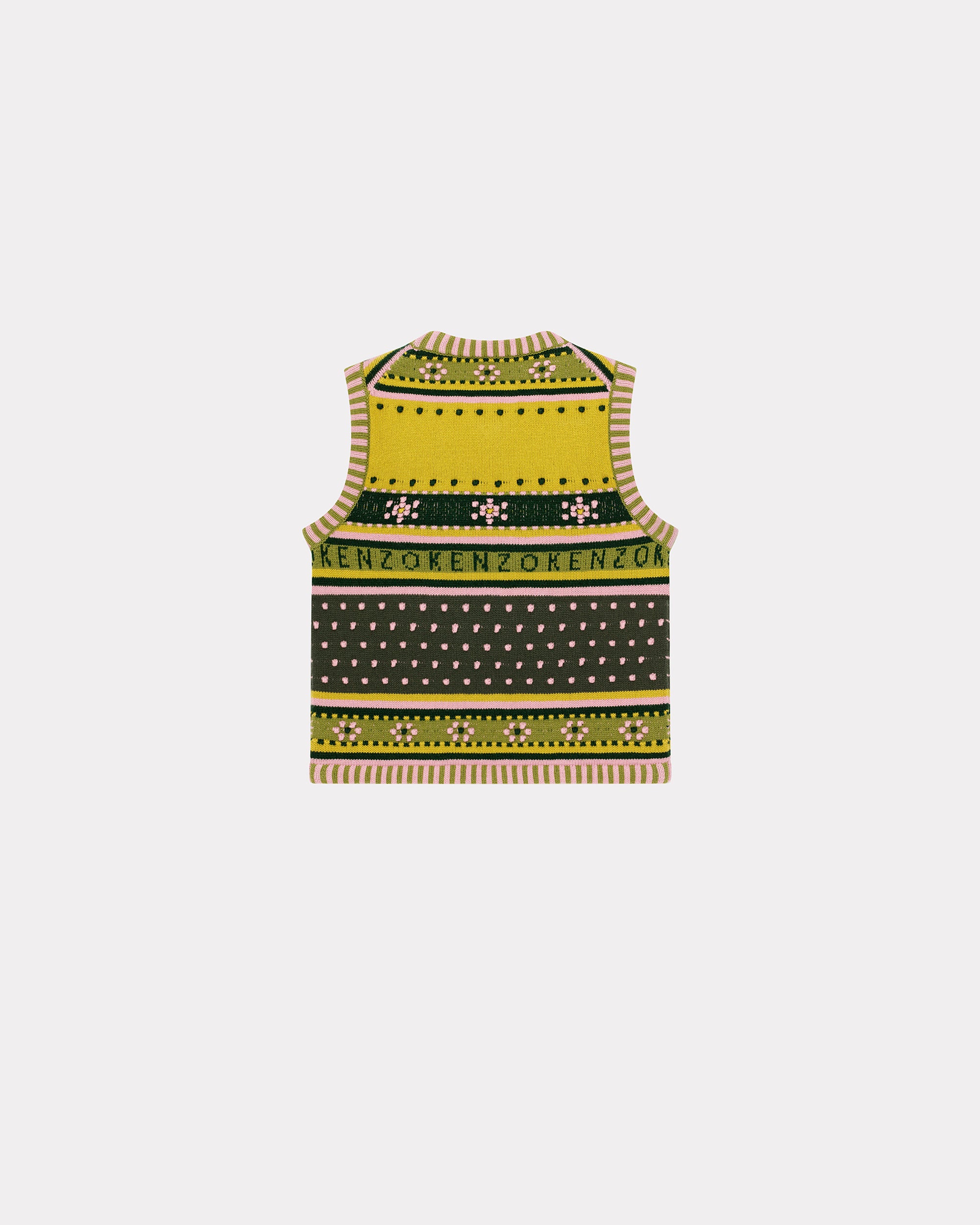 Gilet en tricot "Fairisle" en laine - Green