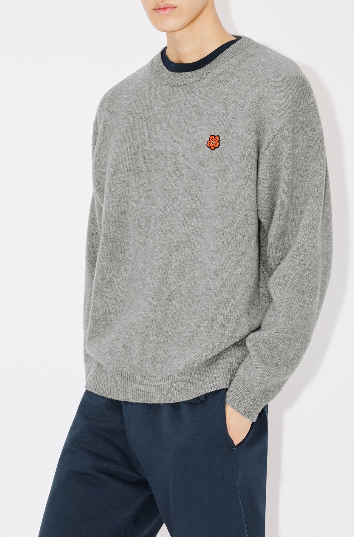 Pull brodé Boke Flower en laine - Pearl Grey