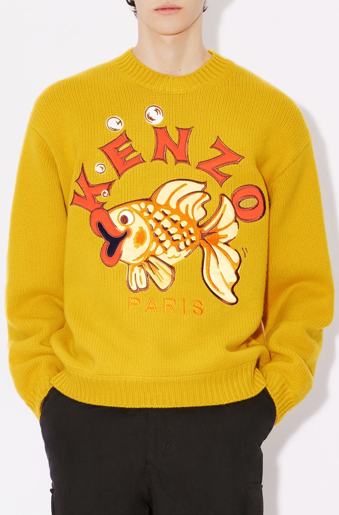 Kenzo Kingyo' embroidered jumper in wool - Honey