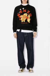 Pull brodé "Kenzo Kingyo" en laine - Black