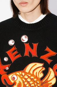 Pull brodé "Kenzo Kingyo" en laine - Black