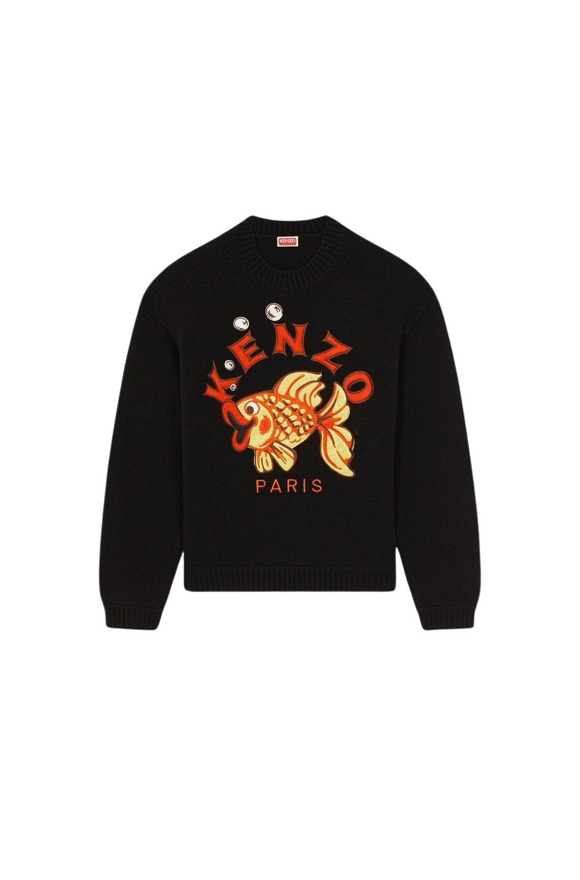 Pull brodé "Kenzo Kingyo" en laine - Black
