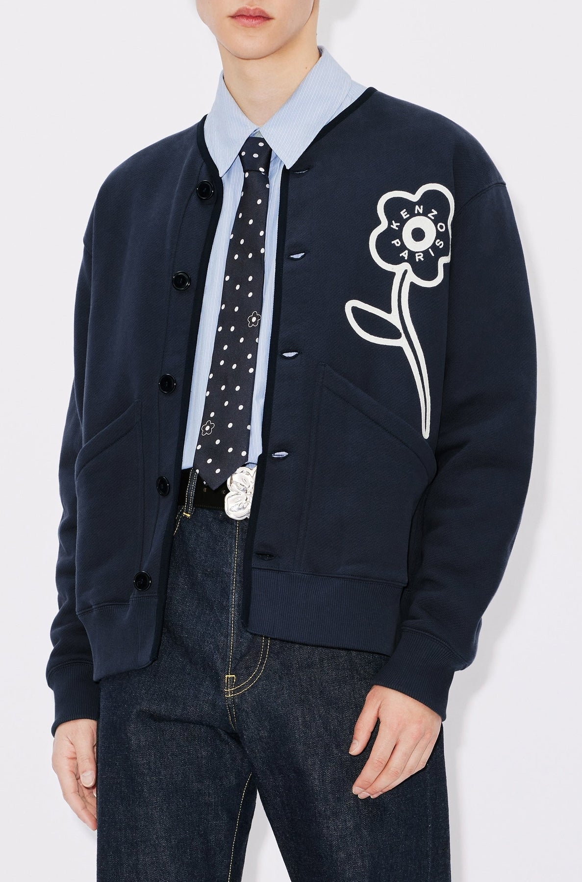 Cardigan brodé "Kenzo Rue Vivienne" - Midnight Blue