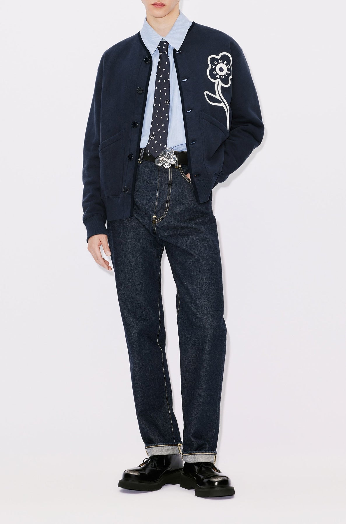 Cardigan brodé "Kenzo Rue Vivienne" - Midnight Blue
