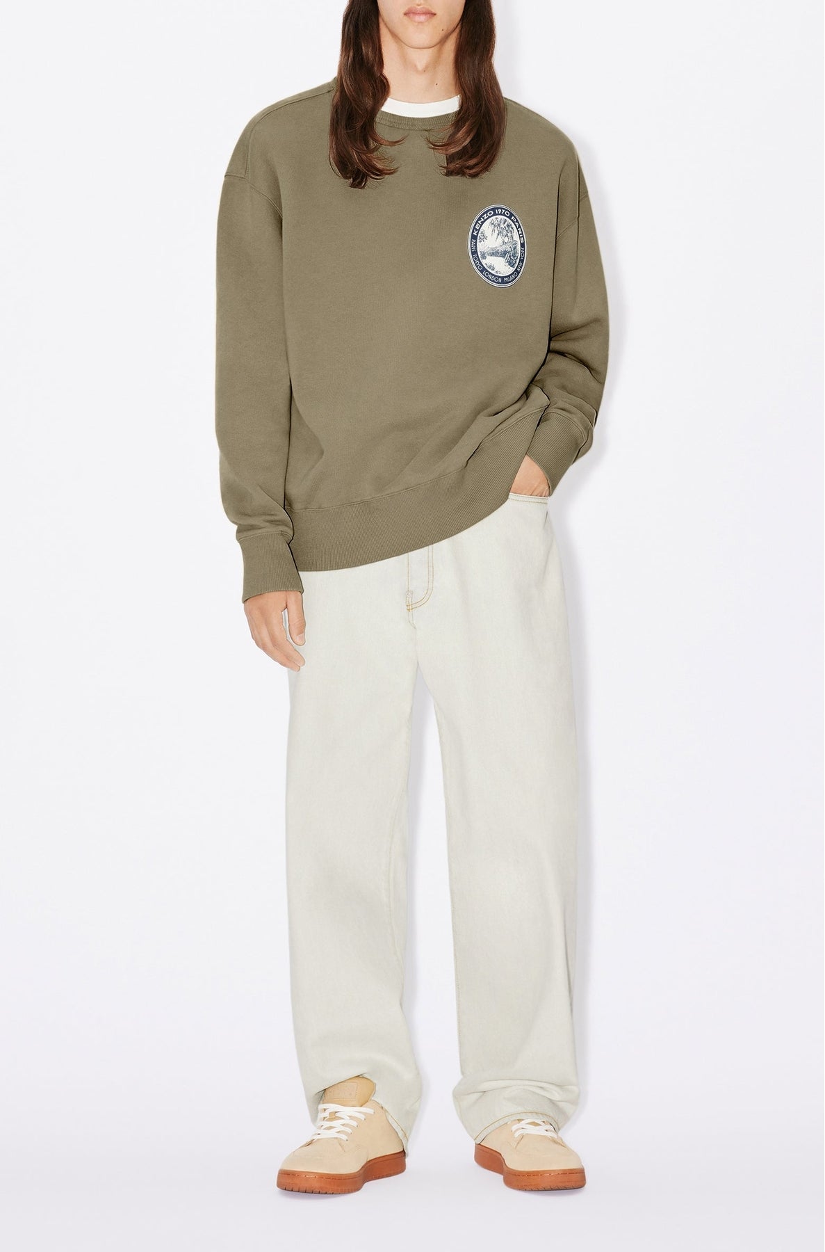 Sweatshirt oversize "Kenzo Tiger Patch" - Taupe