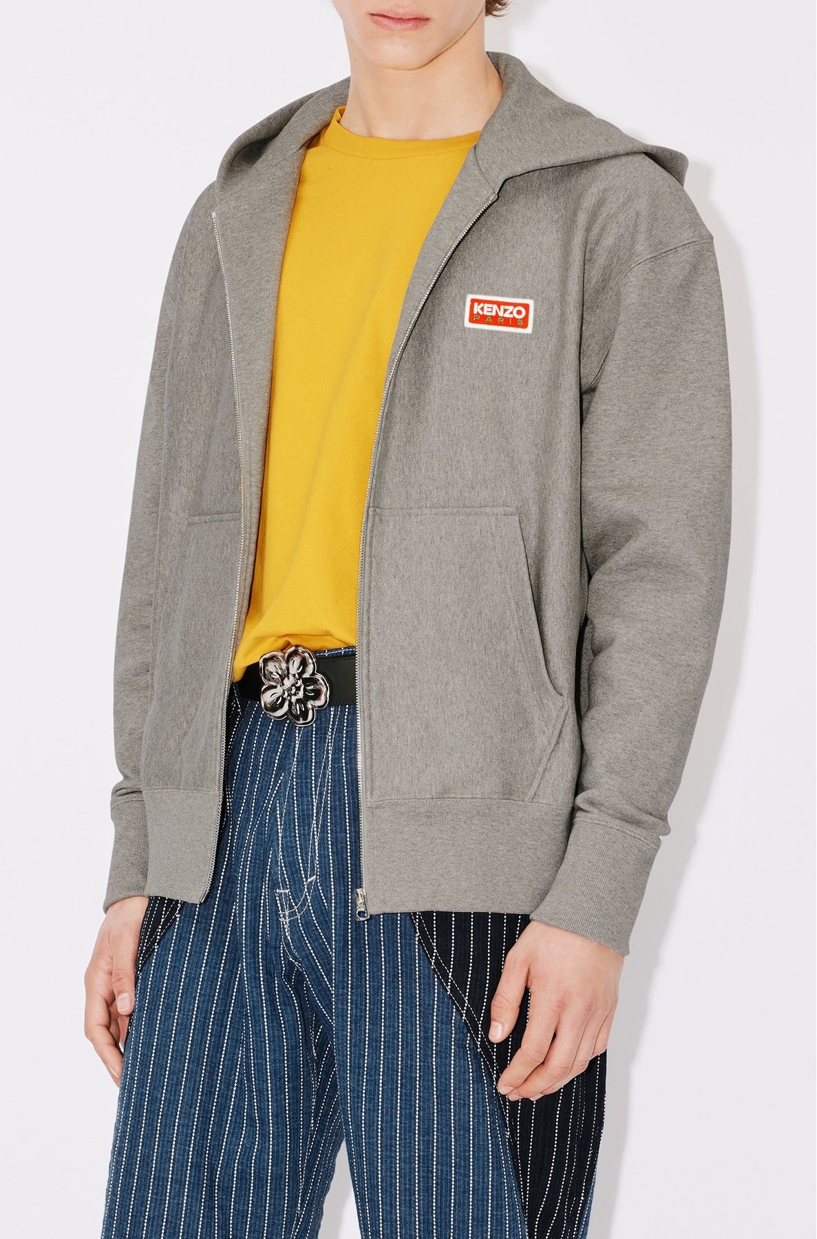 Sweatshirt zippé oversize "Kenzo Paris" - Pearl Grey