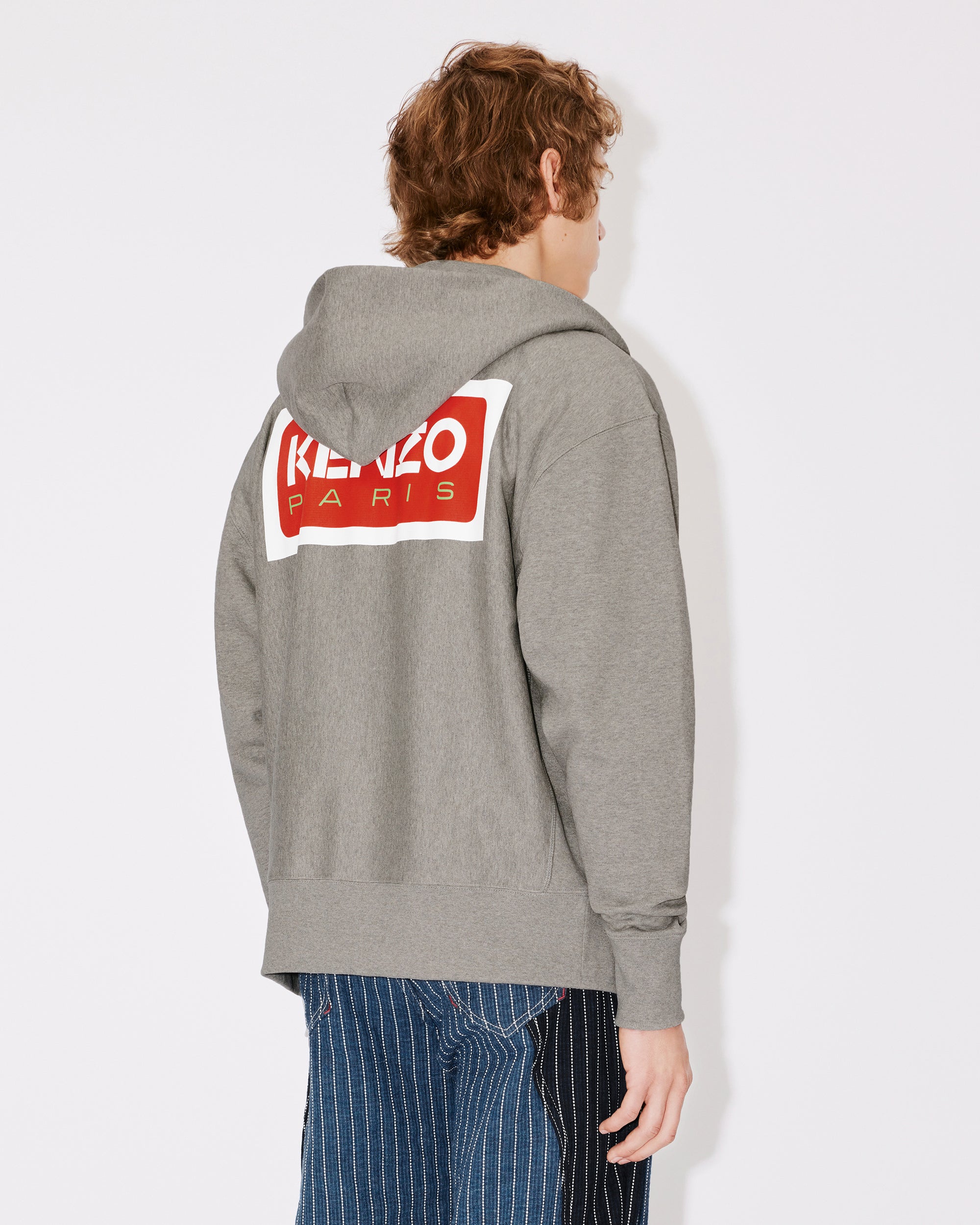 Sweatshirt zippé oversize "Kenzo Paris" - Pearl Grey
