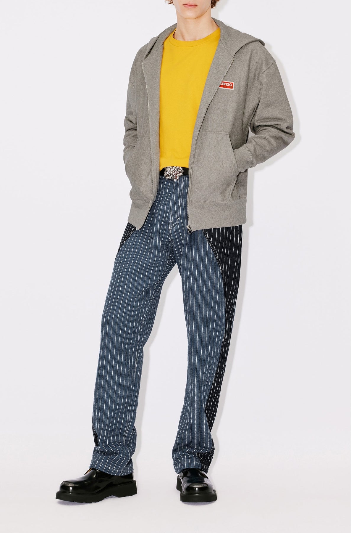 Sweatshirt zippé oversize "Kenzo Paris" - Pearl Grey