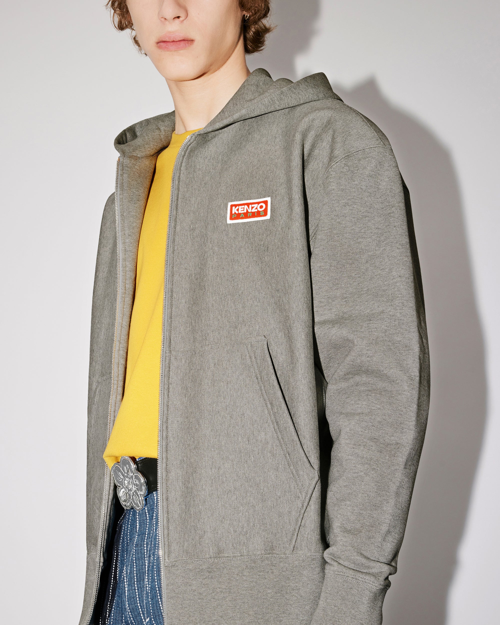 Sweatshirt zippé oversize "Kenzo Paris" - Pearl Grey