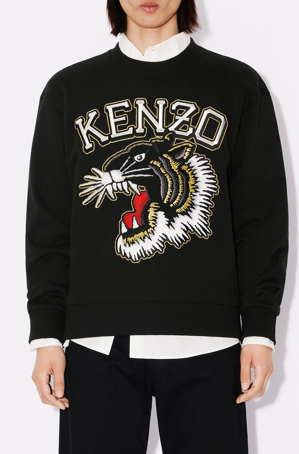 Sweatshirt classique brodé Tiger Varsity - Black