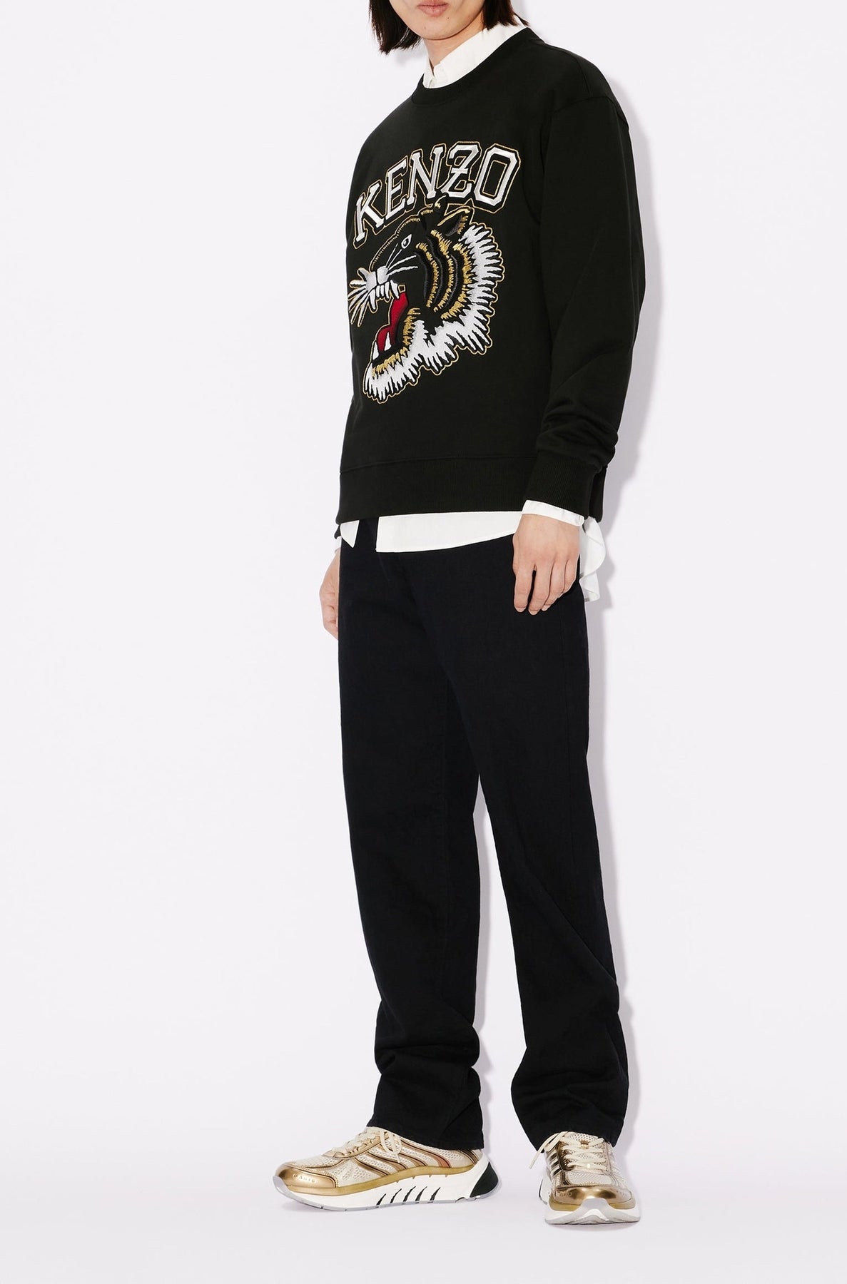 Sweatshirt classique brodé Tiger Varsity - Black