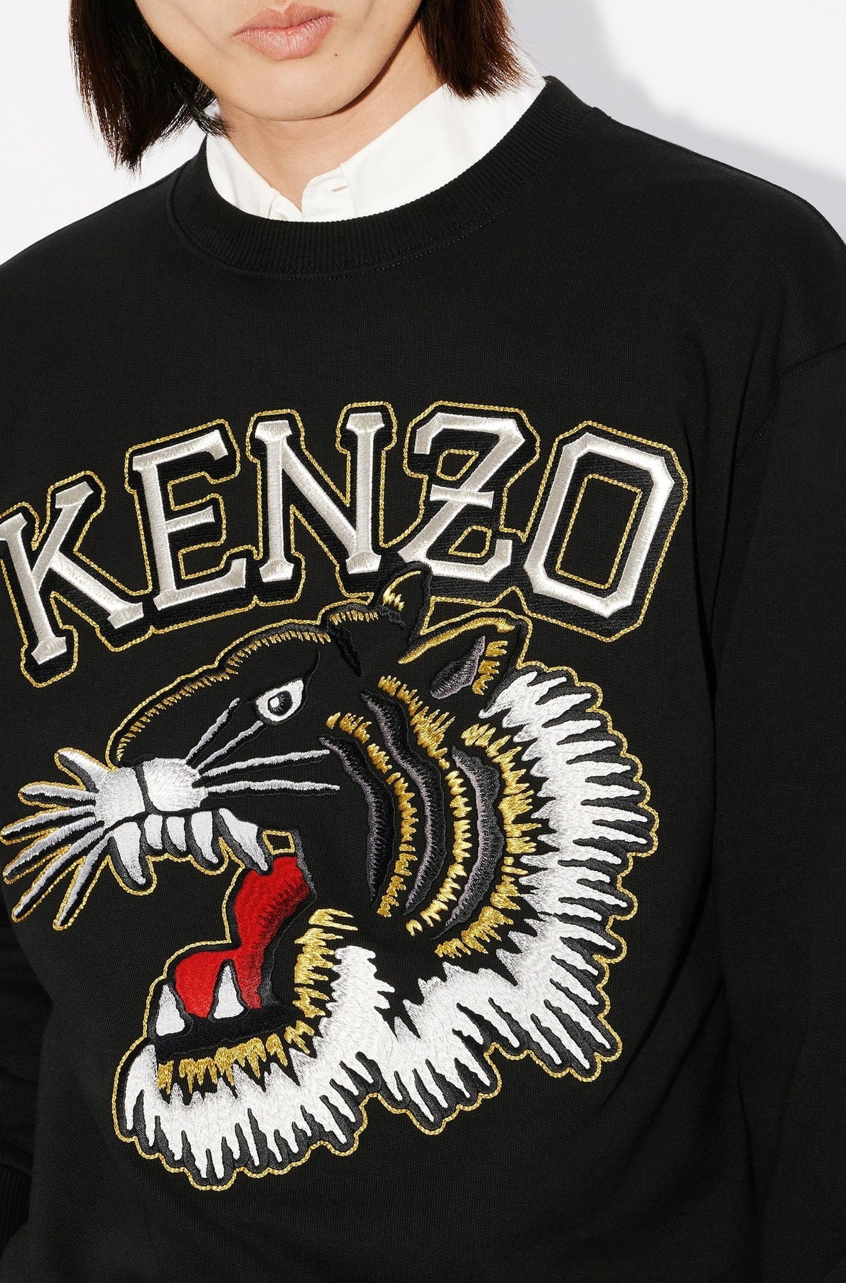 Sweatshirt classique brodé Tiger Varsity - Black