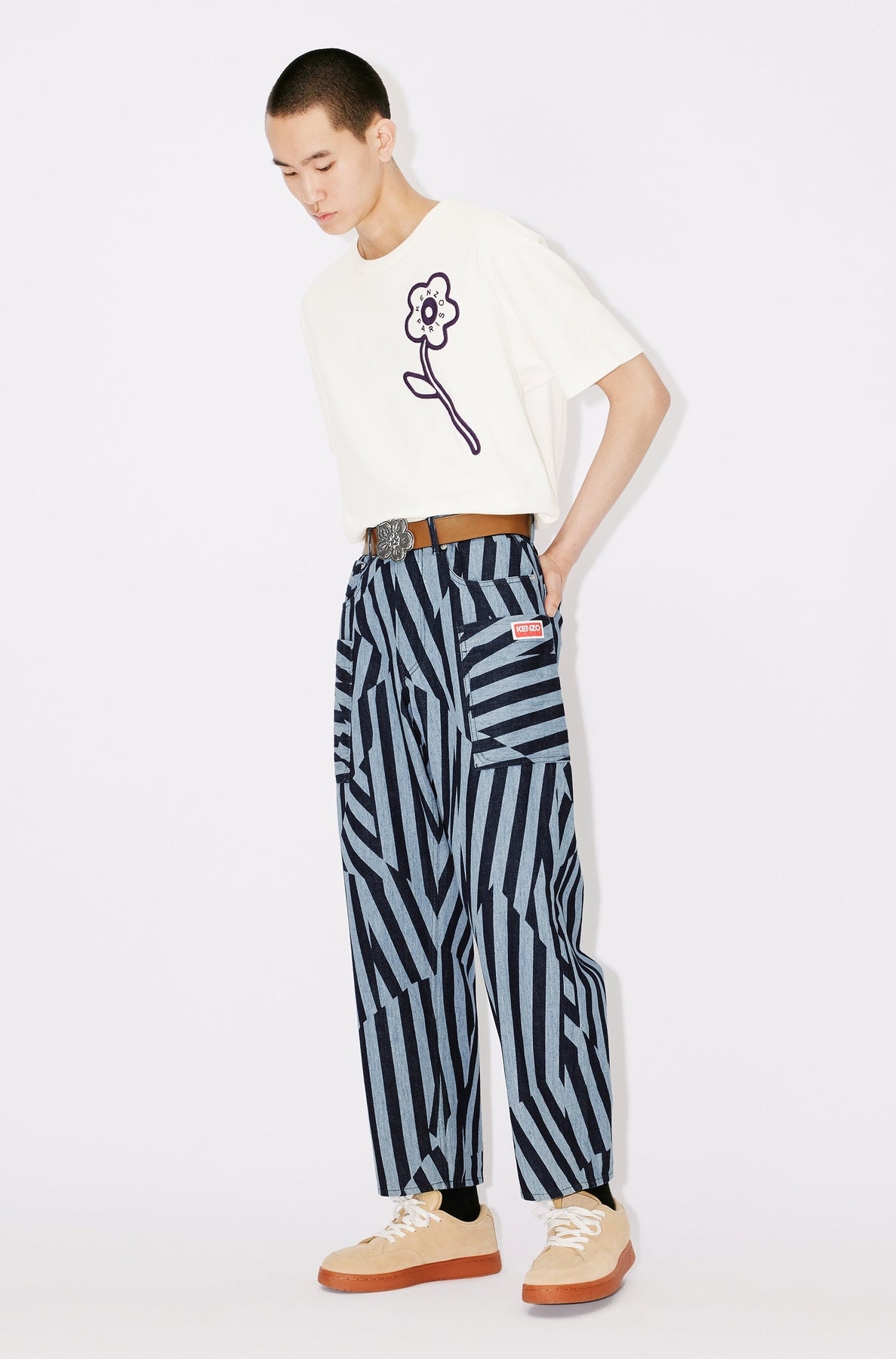T-shirt oversize brodé "Kenzo Rue Vivienne" - Off White