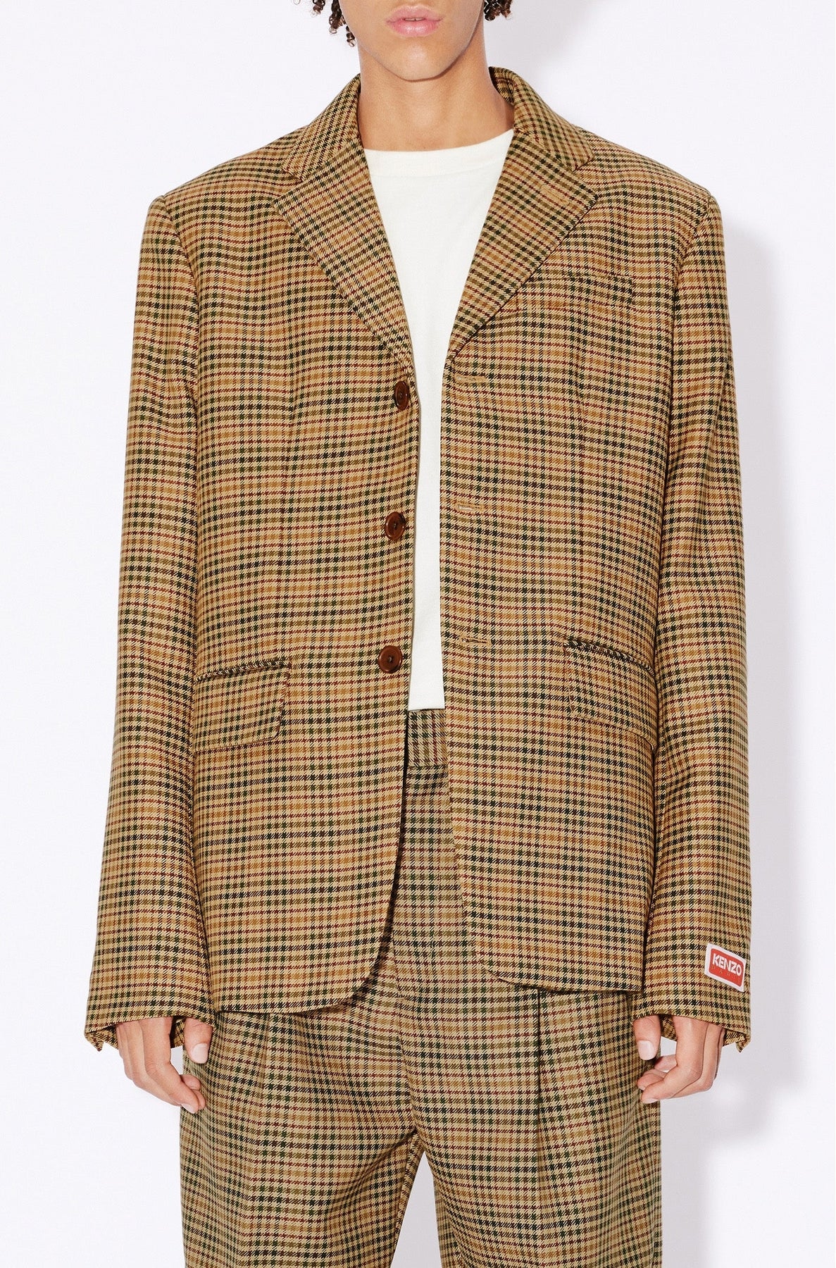 Veste de tailleur à carreaux - Dark Camel