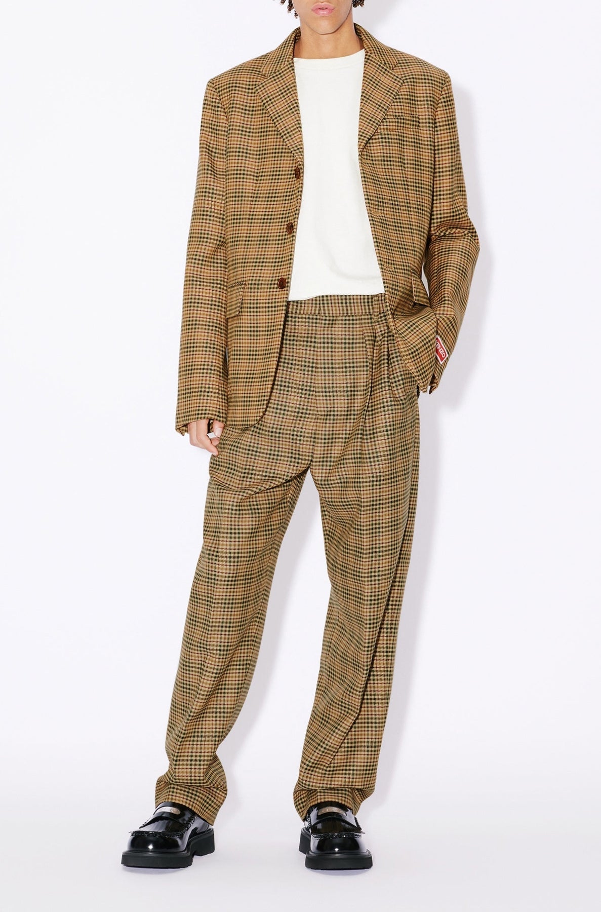 Veste de tailleur à carreaux - Dark Camel