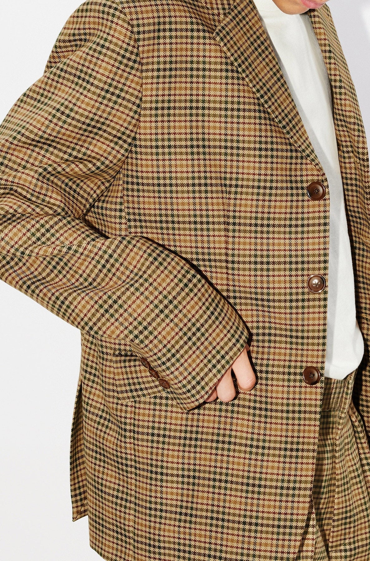 Veste de tailleur à carreaux - Dark Camel