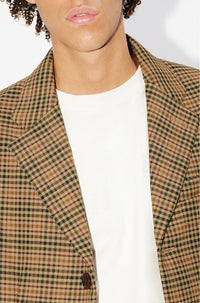 Veste de tailleur à carreaux - Dark Camel