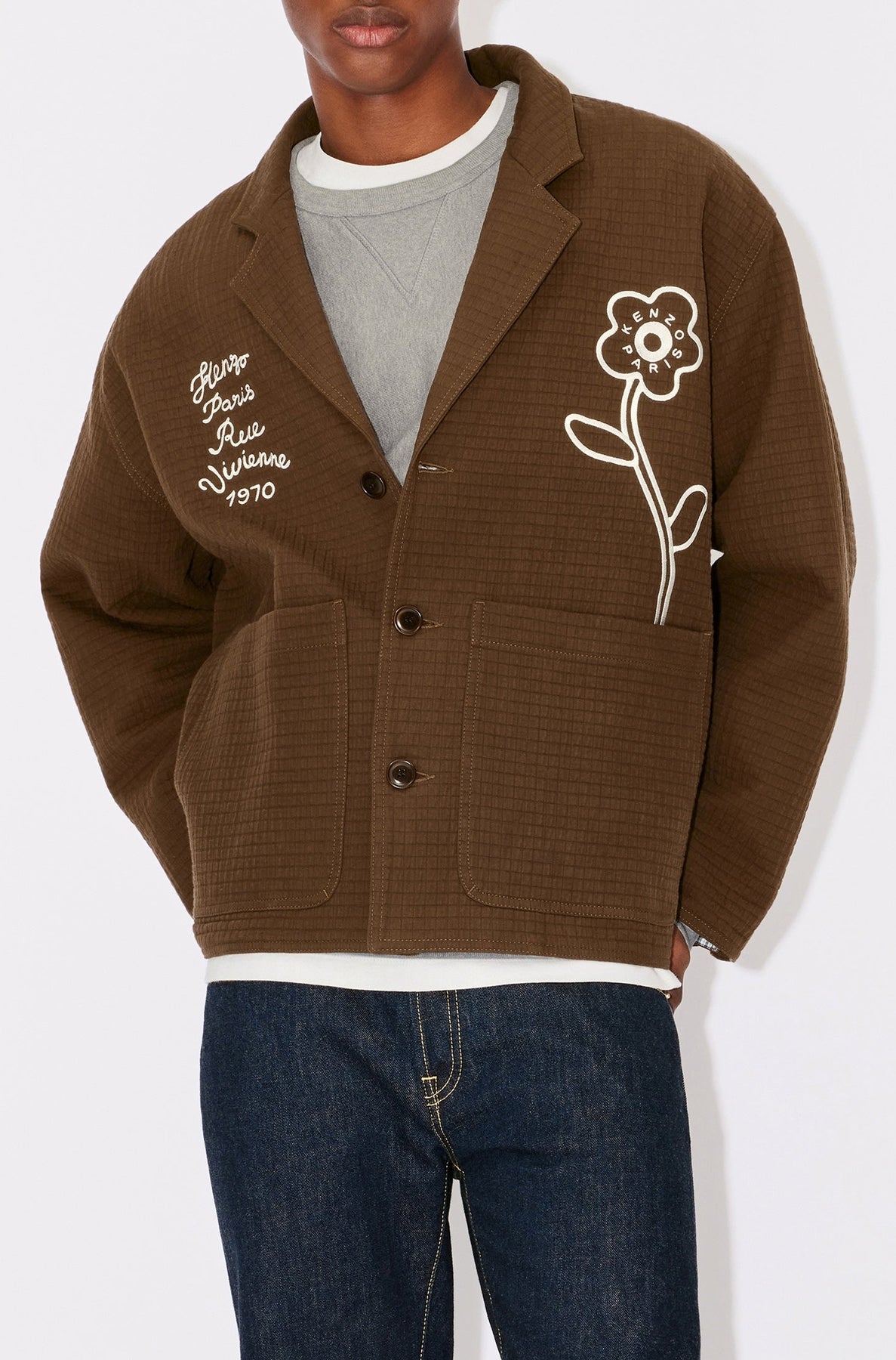 Veste workwear brodée "Kenzo Rue Vivienne" - Dark Brown