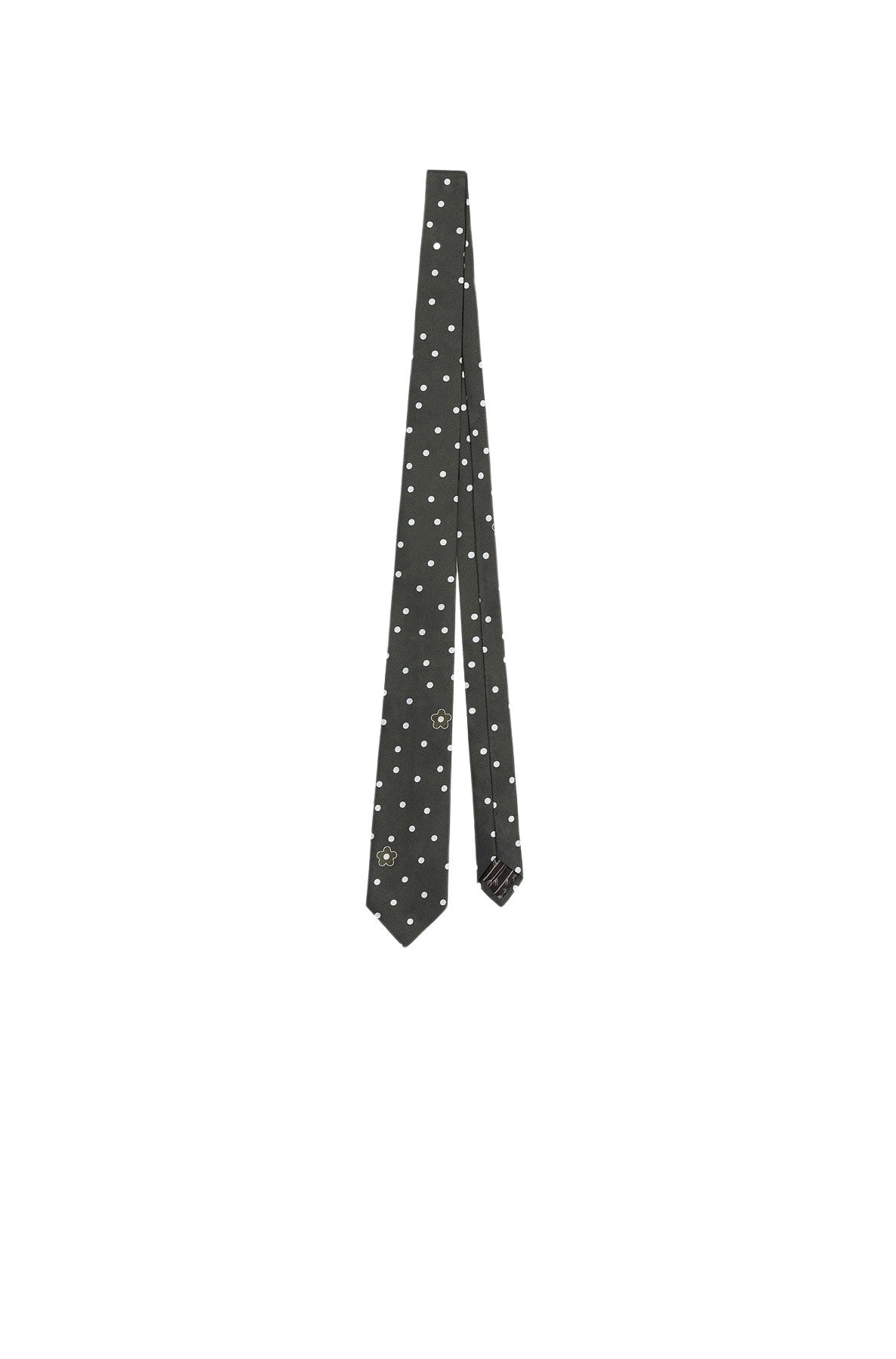 Kenzo Flower Spot silk tie in silk - Dark Khaki