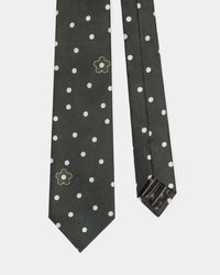 Kenzo Flower Spot silk tie in silk - Dark Khaki