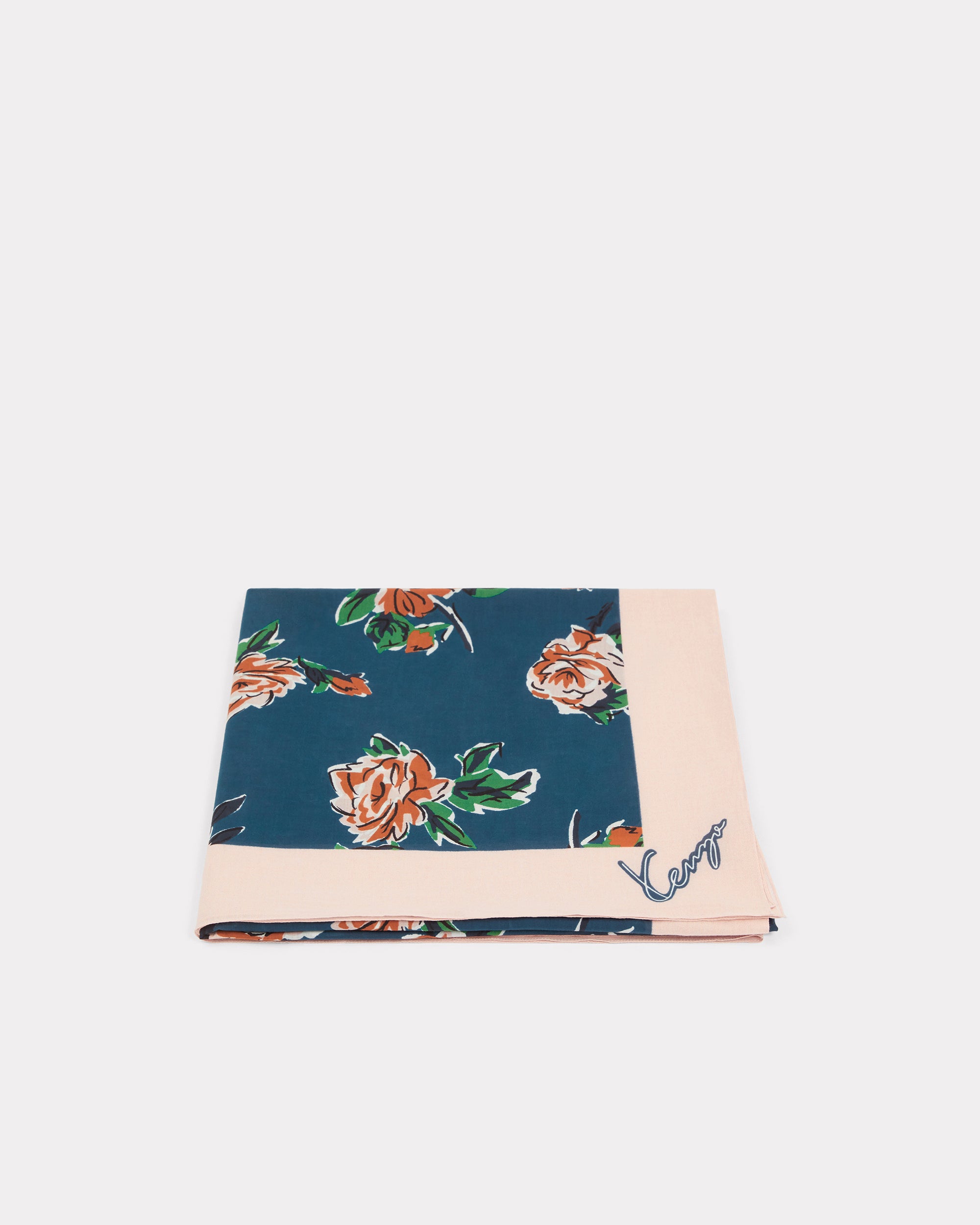 Large square 'Kenzo Roses' - Duck Blue