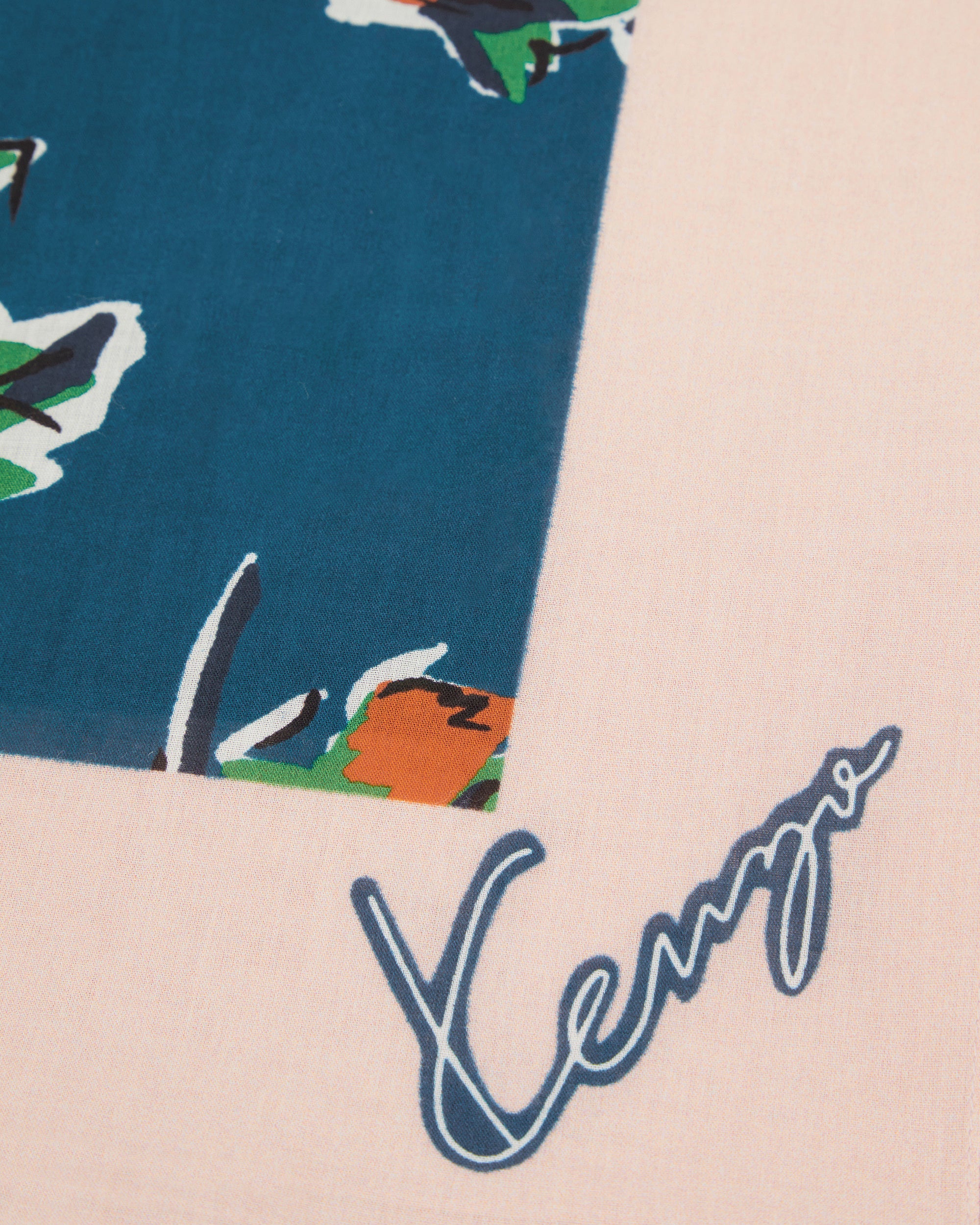 Large square 'Kenzo Roses' - Duck Blue