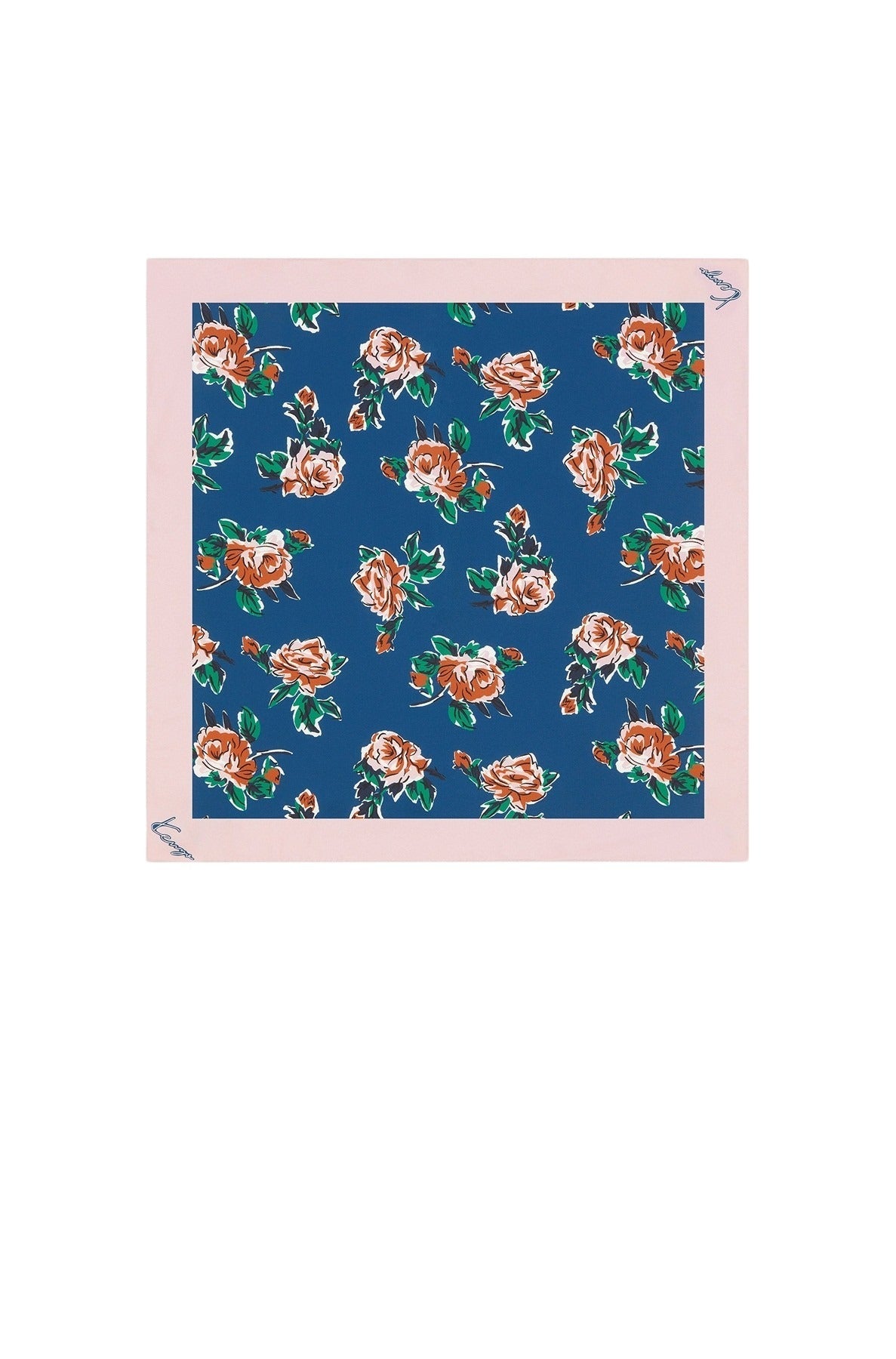 Carré de soie 'Kenzo Roses' - Duck Blue