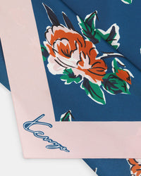 Carré de soie 'Kenzo Roses' - Duck Blue