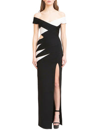 Robe longue à motif croisée - Black And White