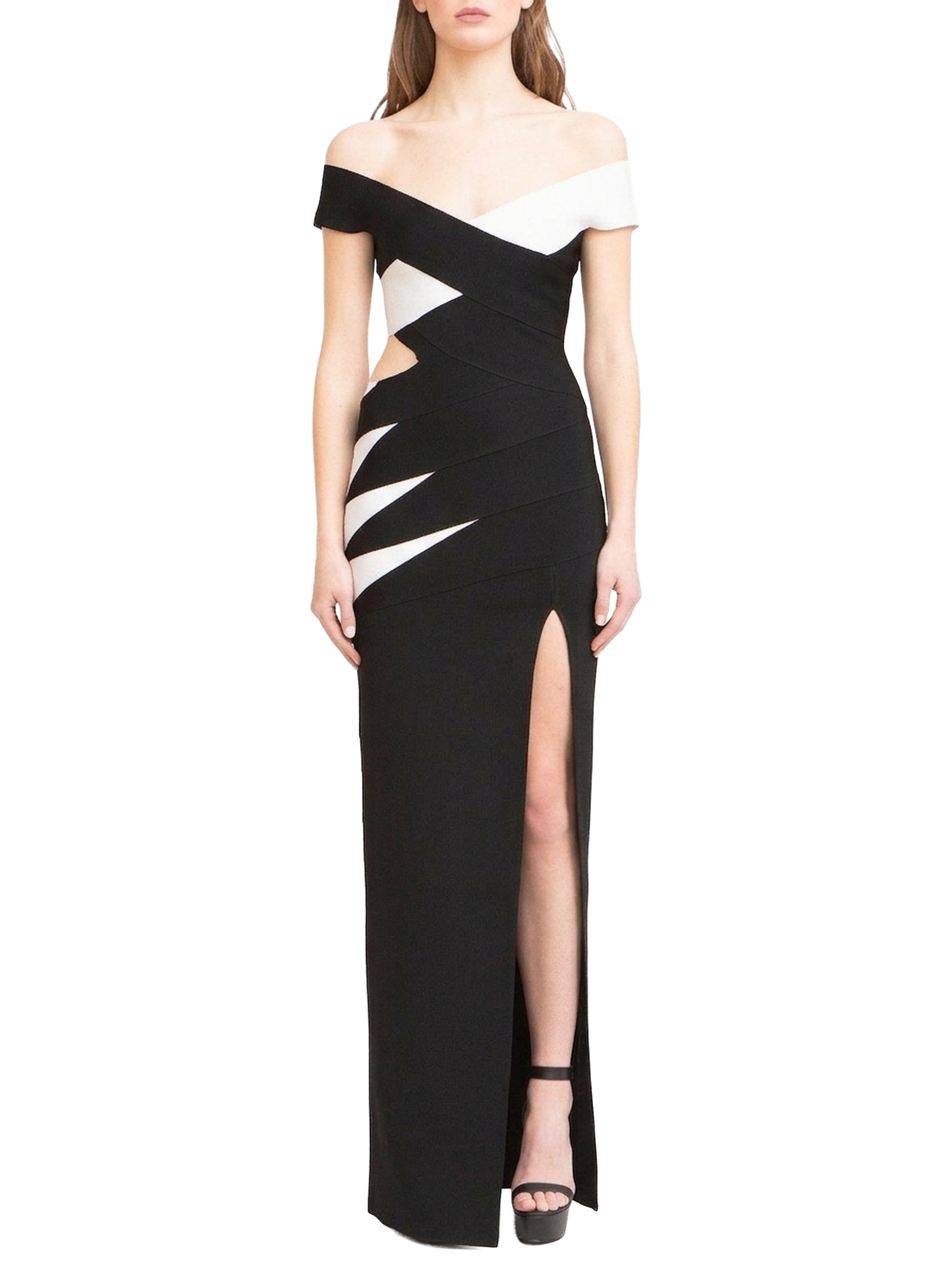 Robe longue à motif croisée - Black And White