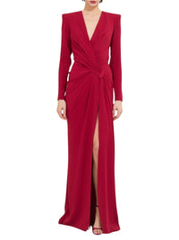 Robe longue à drapé croisé et nœud structuré - Rio Red