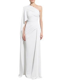 Robe longue asymétrique à drapé une épaule - White Allyssum
